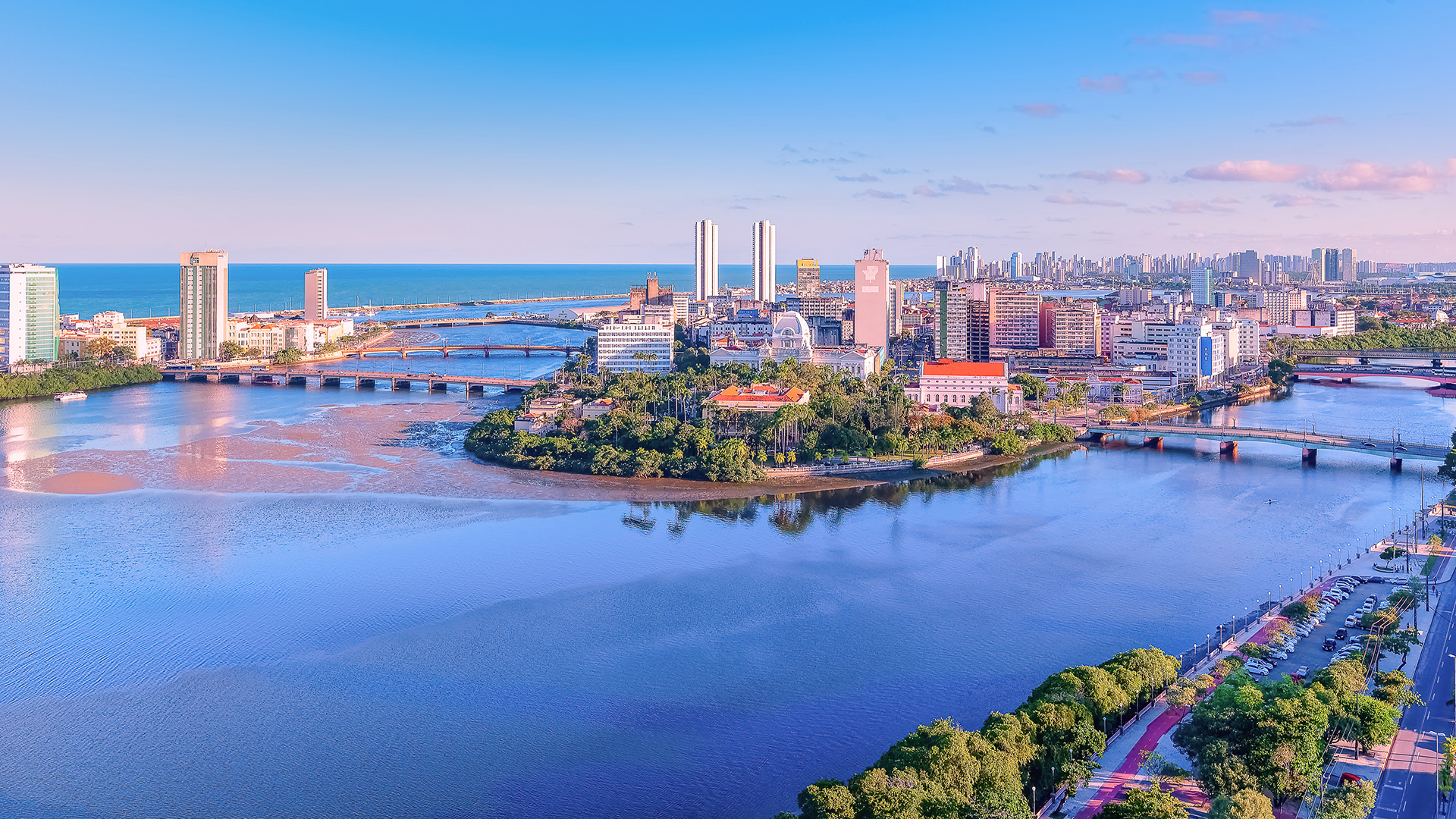 Aerial view of the beautiful city of Recife, Brazil