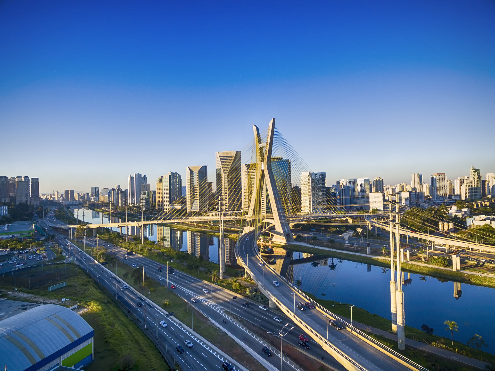 Famous cable stayed bridge at Sao Paulo city.